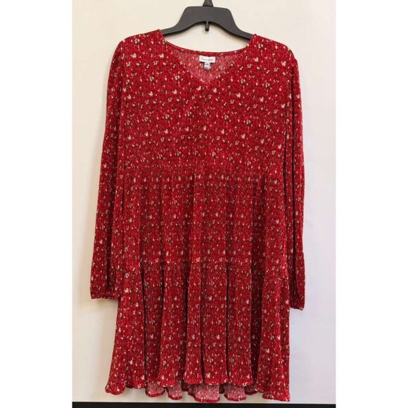 love, Fire Dresses & Skirts - Babydoll Dress Long Sleeve Plisse Pleated